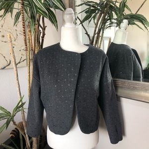 CHELSEA 28 Grey Wool Crop Blazer Jacket SMALL